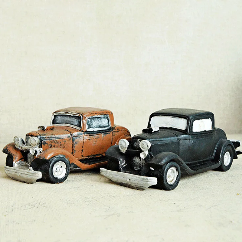 Resin Car Miniature Model Home Decoration Accessories Vintage Handicrafts Bus Furnishings Ornament