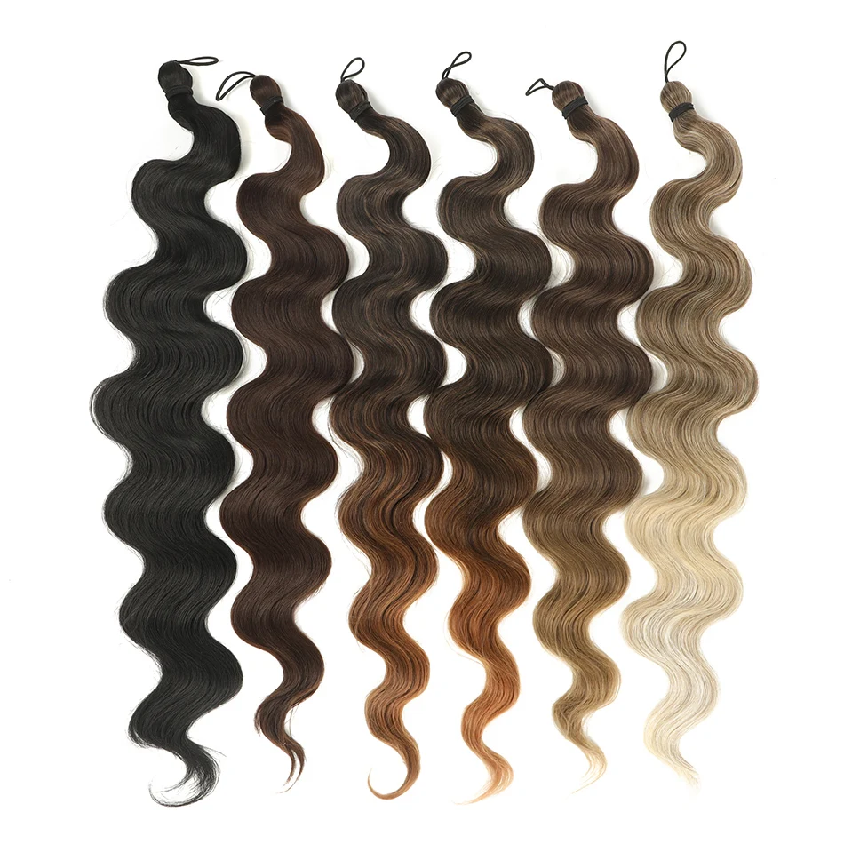 Body Wave Crochet Hair 24Inch Soft Long Synthetic Hair Braids Extensions Wavy Natural Color Crochet Hair Extensions For Women