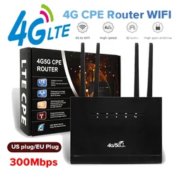 Wireless WIFI Repeater 4G CPE Wifi Range Extender Wi-Fi Signal Amplifier with SIM Card Slot Wireless RJ45 WAN LAN for PC 300Mbps