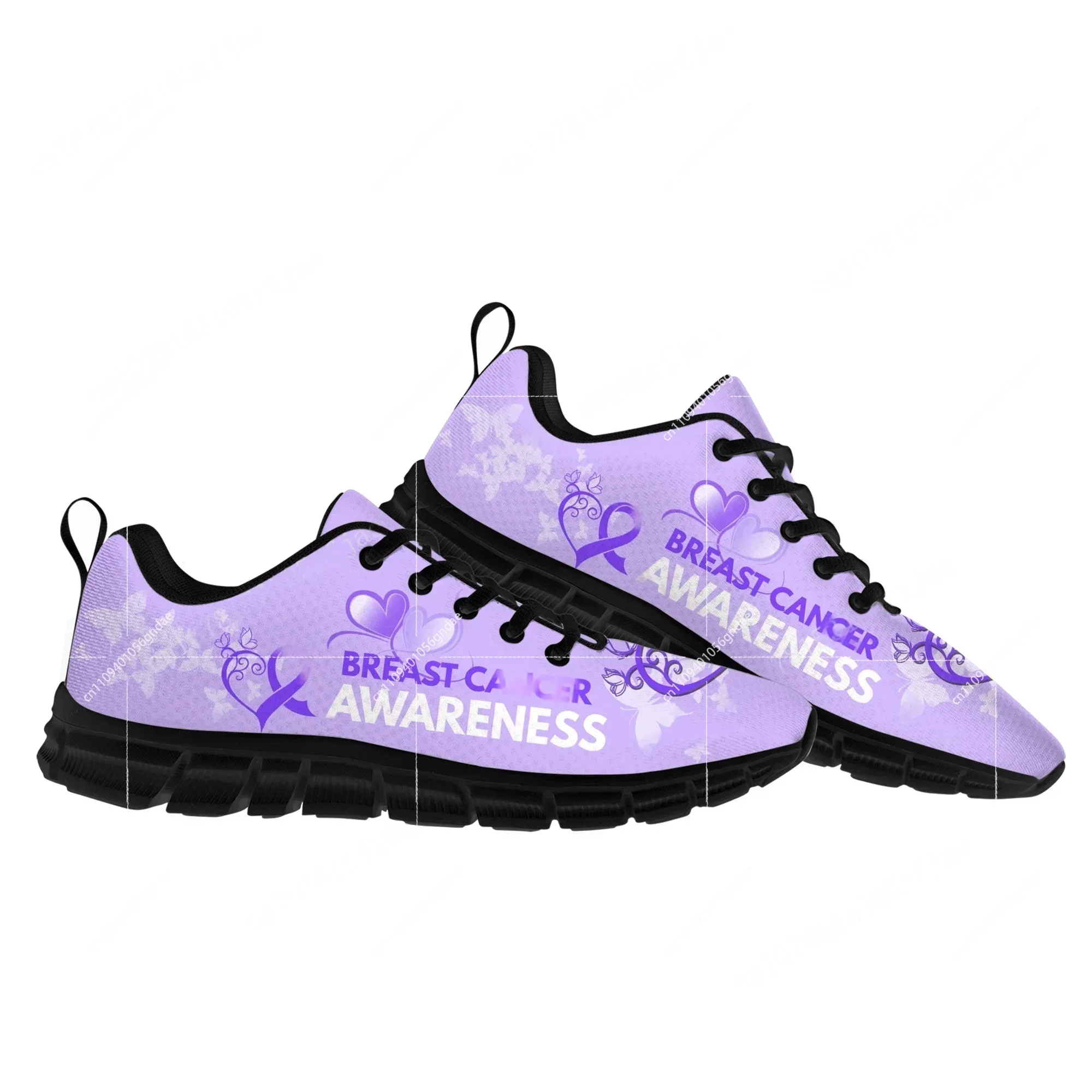 Breast Cancer Awareness Pink Ribbon Design Sports Shoes Mens Womens Sneakers Sneaker Custom Built Shoes view 3