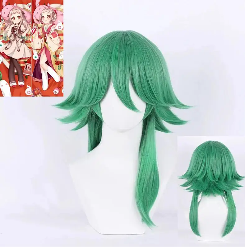 Peluca de Cosplay de Anime para hombres, pelo verde, resistente al calor, funda de almohada para Halloween, Dakimakura