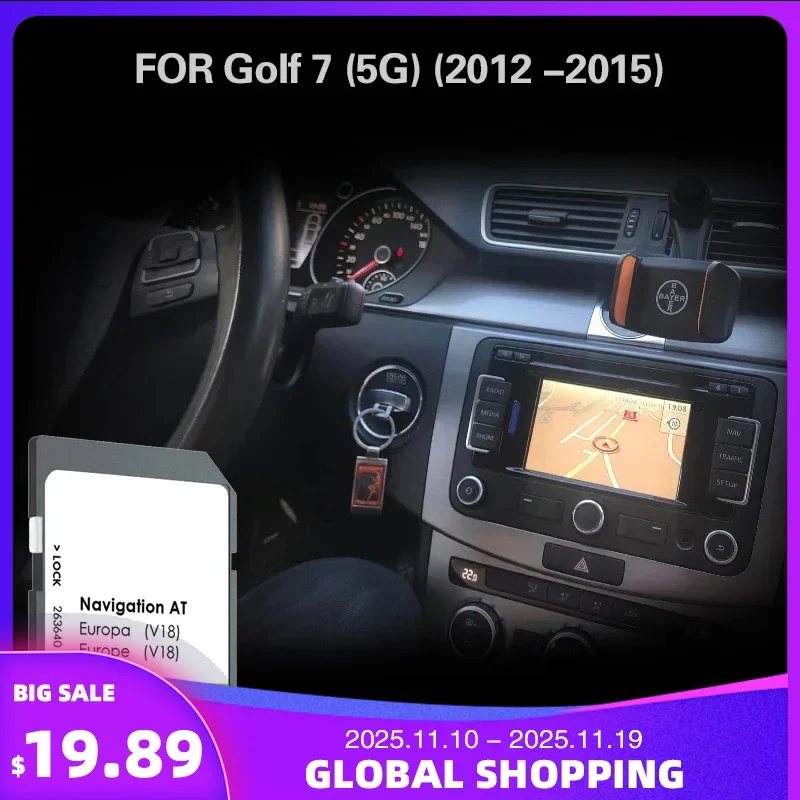 

AT V18 for VW Golf 7 (5G) (2012 -2015) 16GB SD Navigation MIB1 Car GPS Device Update Map Memory Card