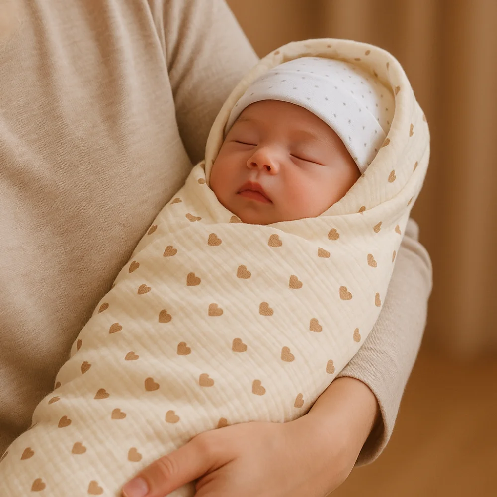 

Printed Air Filter Cotton Infant Strappy Blanket Cartoon Breathable Baby Swaddle Blanket Soft Warm Newborn Blanket Wraps Outdoor