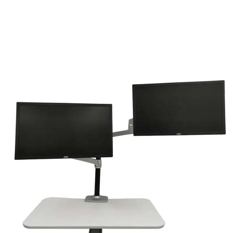 In Hoogte Verstelbare Aluminium Zilveren Laptop Stand Draagbare Mobiele Ergonomie Monitor Stand Laptop Monitor Mount Arm Dubbel