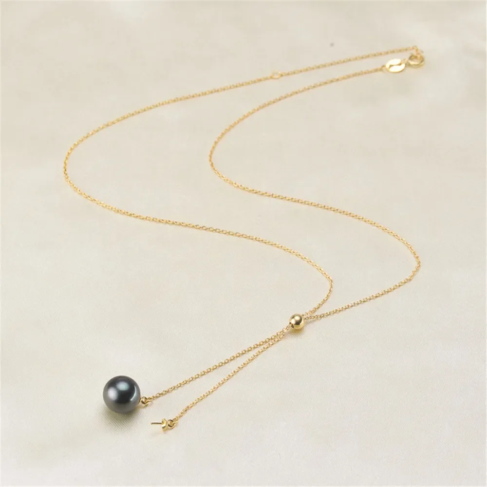 

DIY accessories Blank pearl Sets of Chain Setting Base empty holder 925 Silver double bead adjusting chain pendant