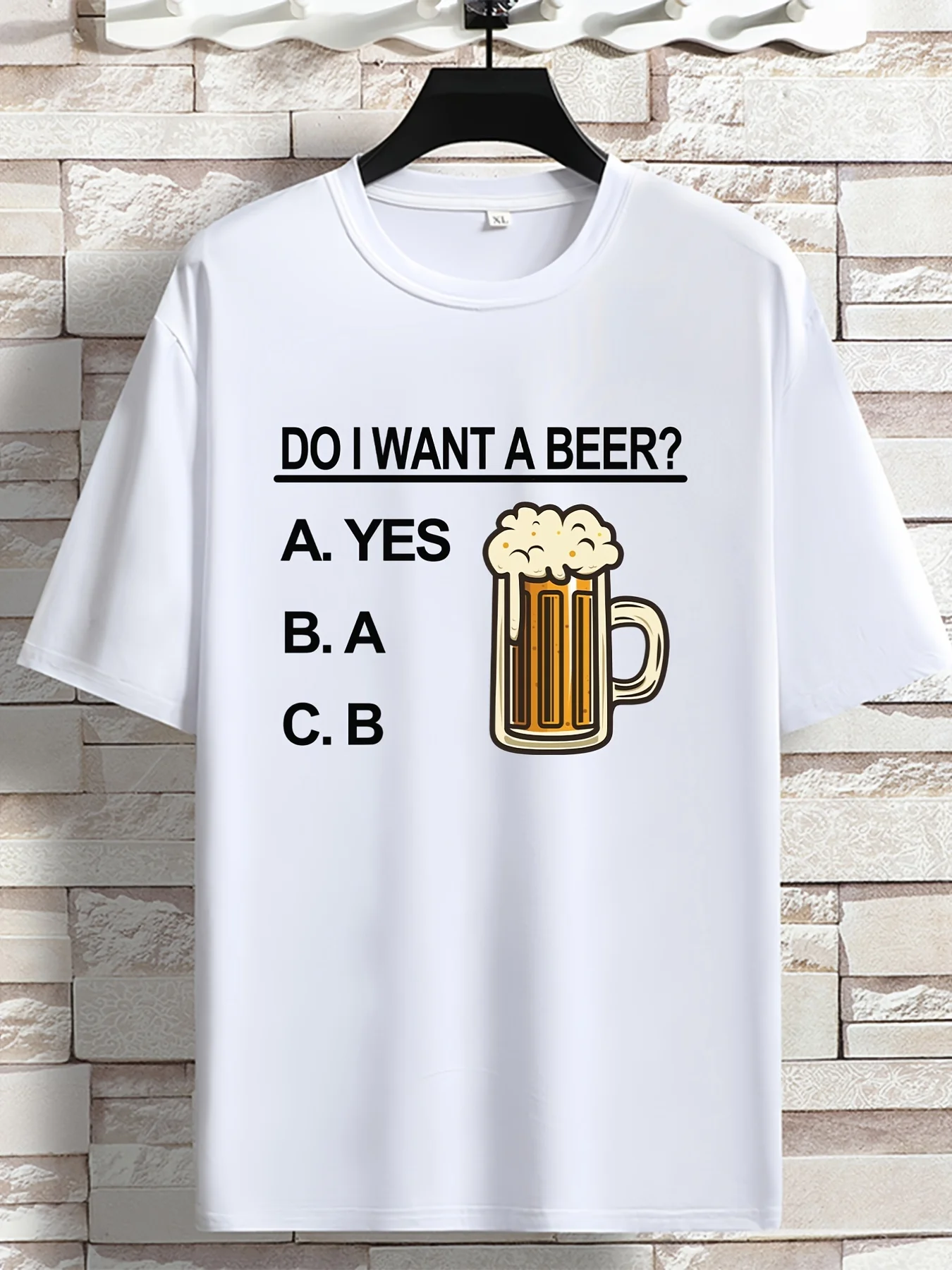 Mens Humor Beer T Shirt Funny Multiple Choice Question Beer Mug Graphic Print Short Sleeve Crew Neck Casual Cotton Male Tee