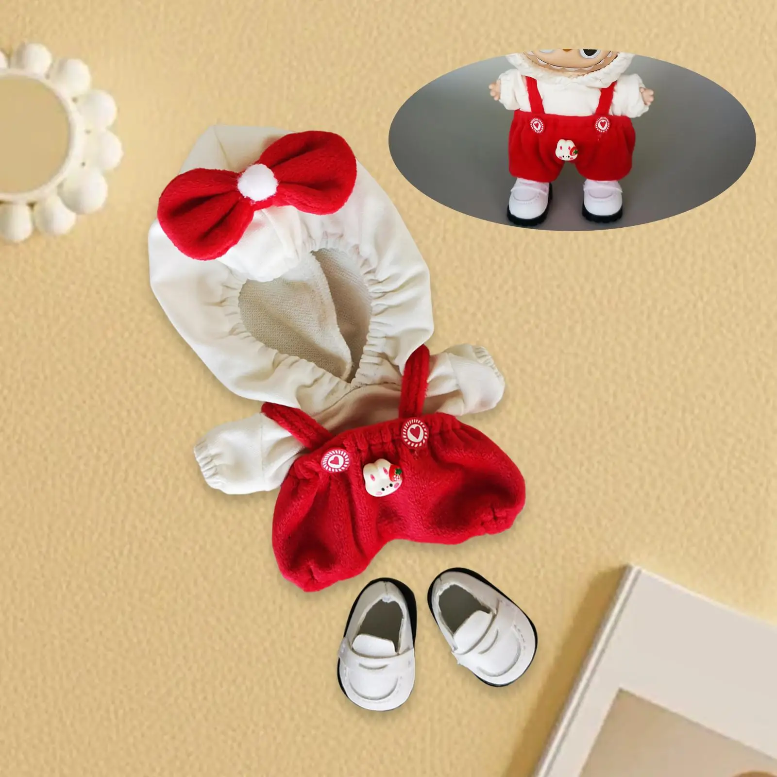 Pantaloni con cappuccio per bambola di peluche Giocattolo per bambola fai da te Puntelli per foto di moda morbidi per bambini Regalo di compleanno Costumi adorabili per bambola da 5,91 pollici