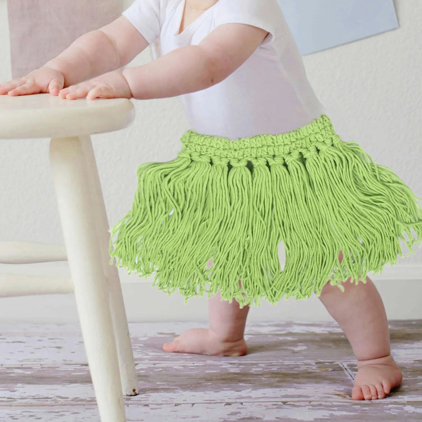 

Baby Photo Style Clothing Clothes for Newborn Photos Boy Photography Props Photoshoot Knitted Acrylic Hawaii Straw Skirt Outfit