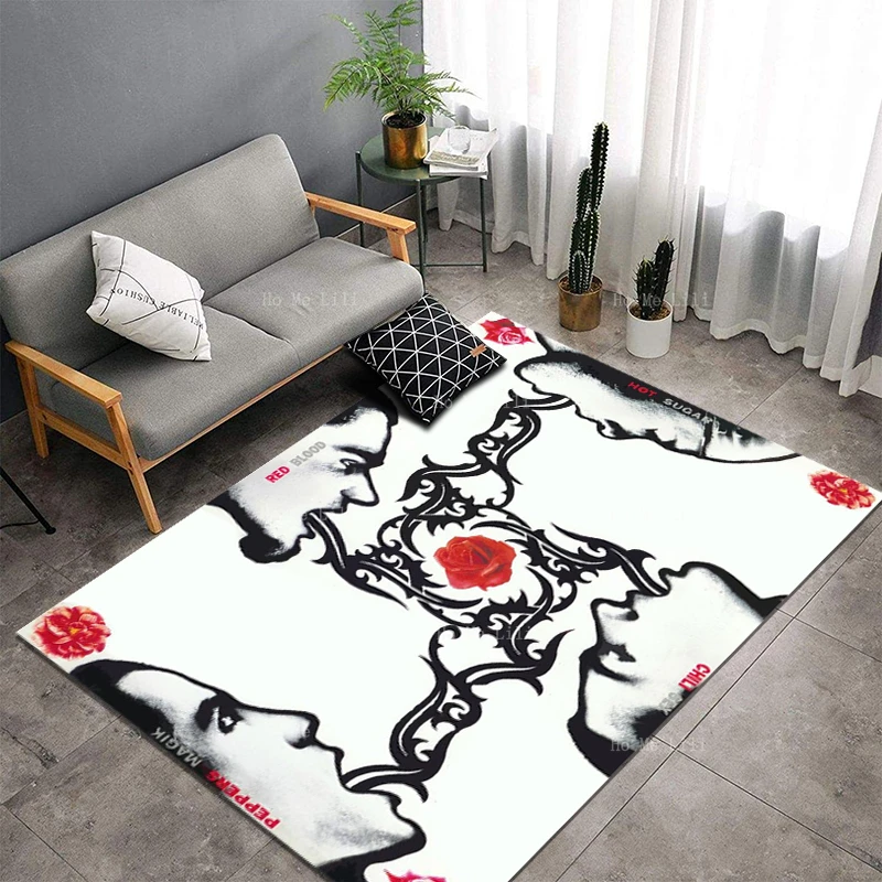 Четыре лица школьника из ротанга, вокруг грызунов красной розы, Нескользящие фланелевые напольные коврики от Ho Me Lili