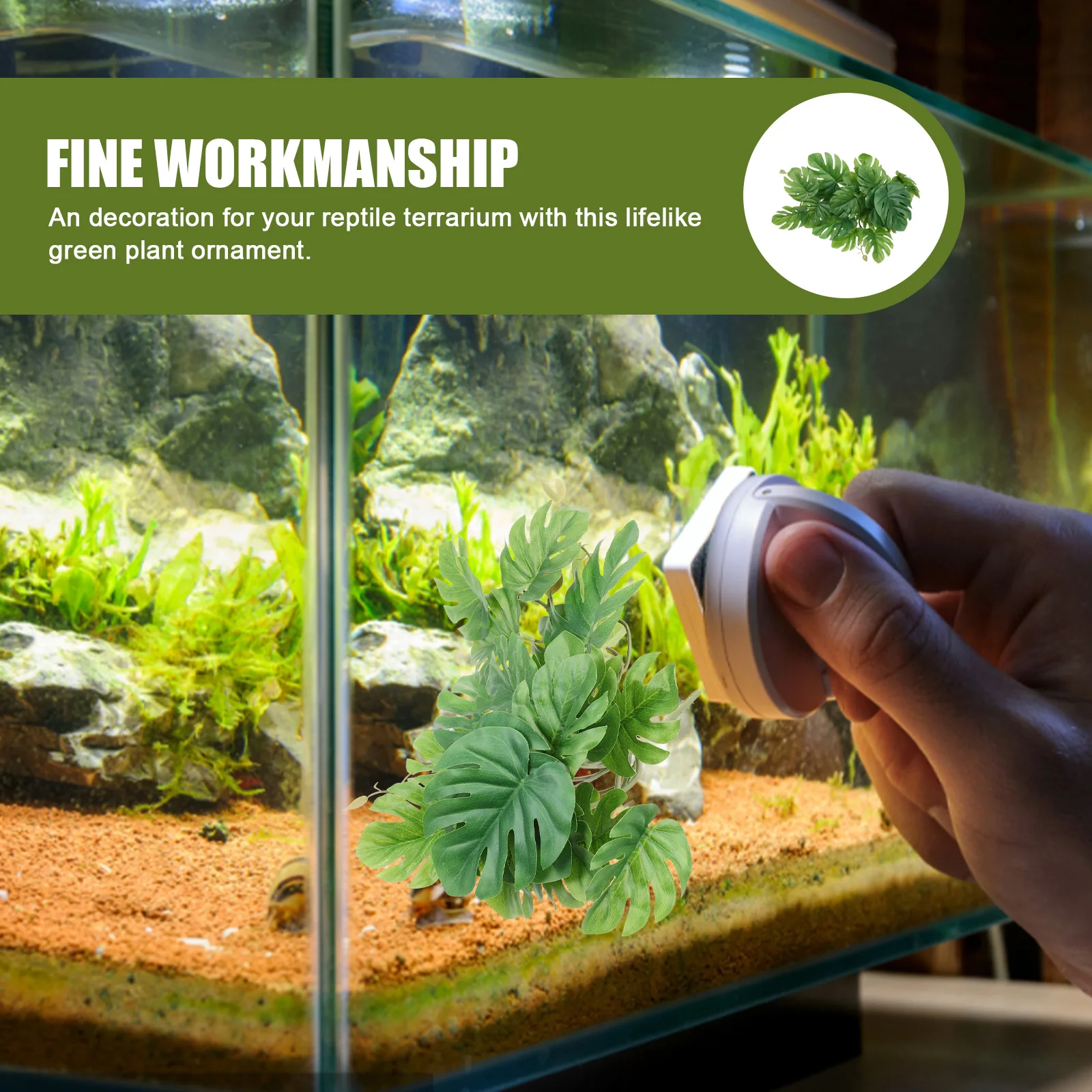 

Green Fake Plants for Aquarium Decor Plastic Fish Tank Plants Non-Deformable Reptile Tank Accessories Ideal for Hiding