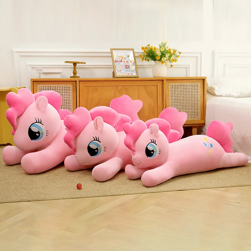 

90/110cm Cartoon Plush Lie Down Pony Pillow Stuffed Animal Doll for Kids Birthday Xmas Gift Office Nap Cushion Toy Plushie For