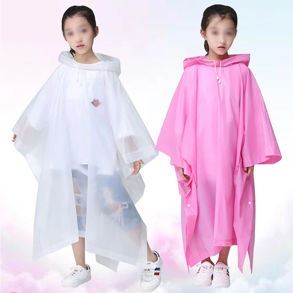

2PCS Children Backpack Raincoat EVA Material Lightweight Portable Outdoor Rainwear Camping Poncho School Hiking Riding Jacket