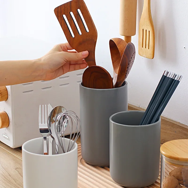 Récipient à couverts en céramique, porte-ustensiles, argenterie, boîte de rangement pour cuillère opaque, accessoires de cuisine, nouveau