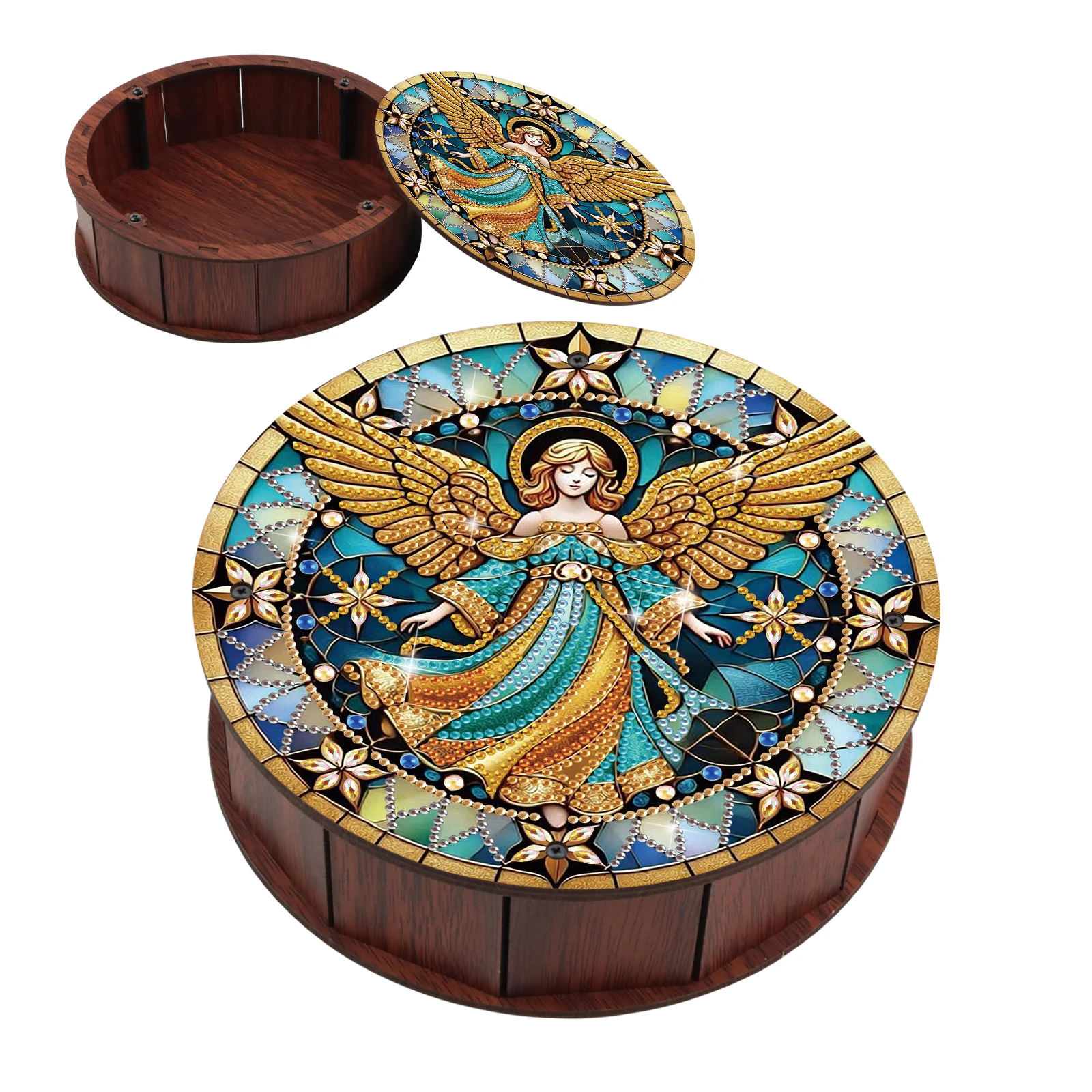 

1 шт. набор для алмазной живописи «сделай сам», деревянный круглый ящик для хранения, многофункциональный органайзер для домашнего декора, деревянного художественного ремесла