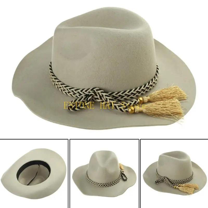 49MF Cowboyhoed Zwarte Fedora Hoed Cowboyhoed voor Feestfeest Cowboyhoed