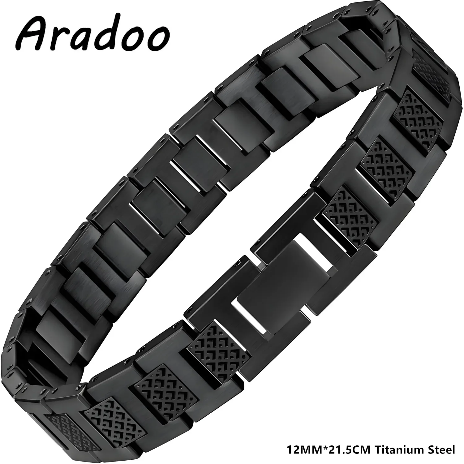 ARADOO Herren-Armband aus Titanstahl mit Krokodilmuster, Gliederkette, Premium-Business-Schmuck, Geschenk