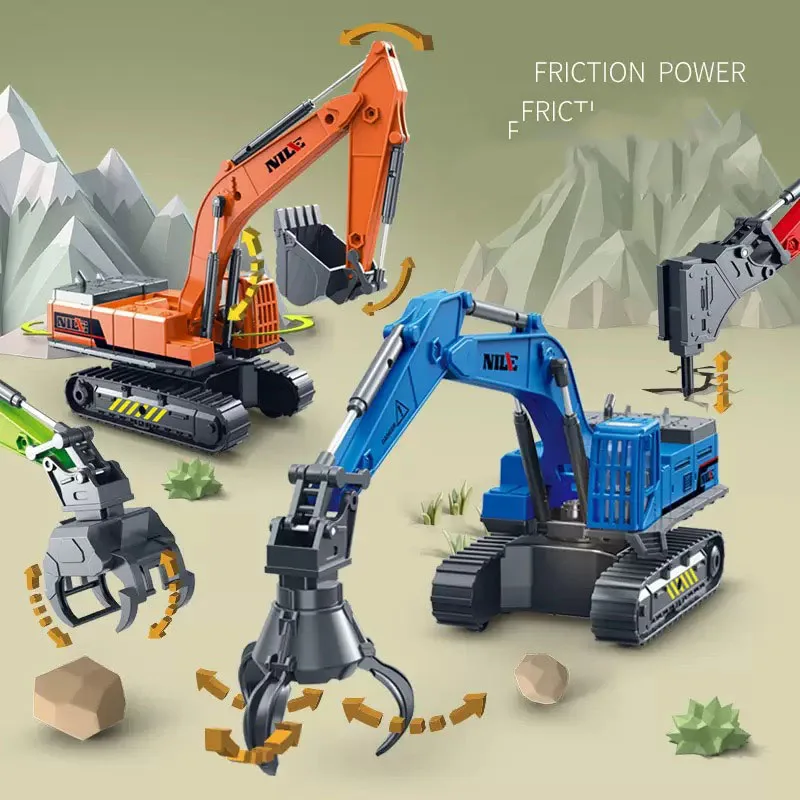 New 1:50 ABS Plastic Model Automotive Engineering Large Lift Excavator Model Drawing Grab Science and Education Toy Car