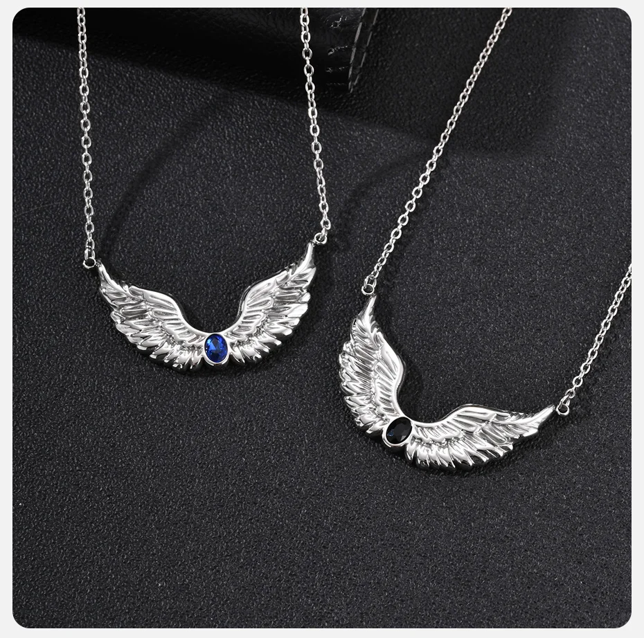 Vnox Halskette mit Engelsflügel-Anhänger für Herren, Edelstahl mit eingelegtem Zirkon, verstellbare Kette, Punk-Street-Schmuck für Herren, Geburtstagsgeschenk – Detail 6
