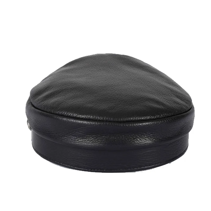 Genuine Leather Captain Hat Men Spring Korean Fashion Short Brim Navy Caps Male High Quality Black White Flat Gorras Hombre