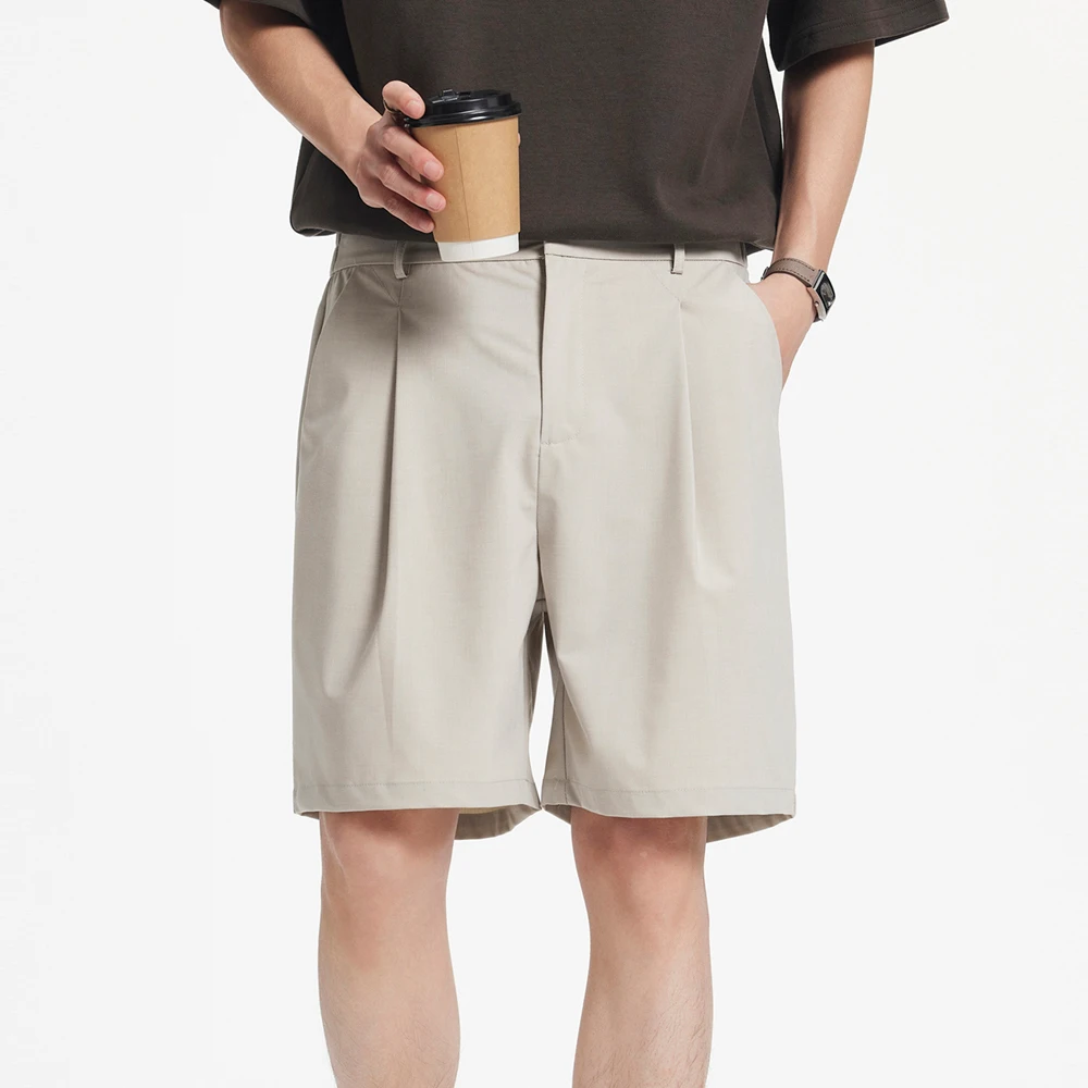 Japanese Simple Casual Commute Suit Shorts Men Summer Fashion Vintage Loose Plus Size Short Pants Man Shorts