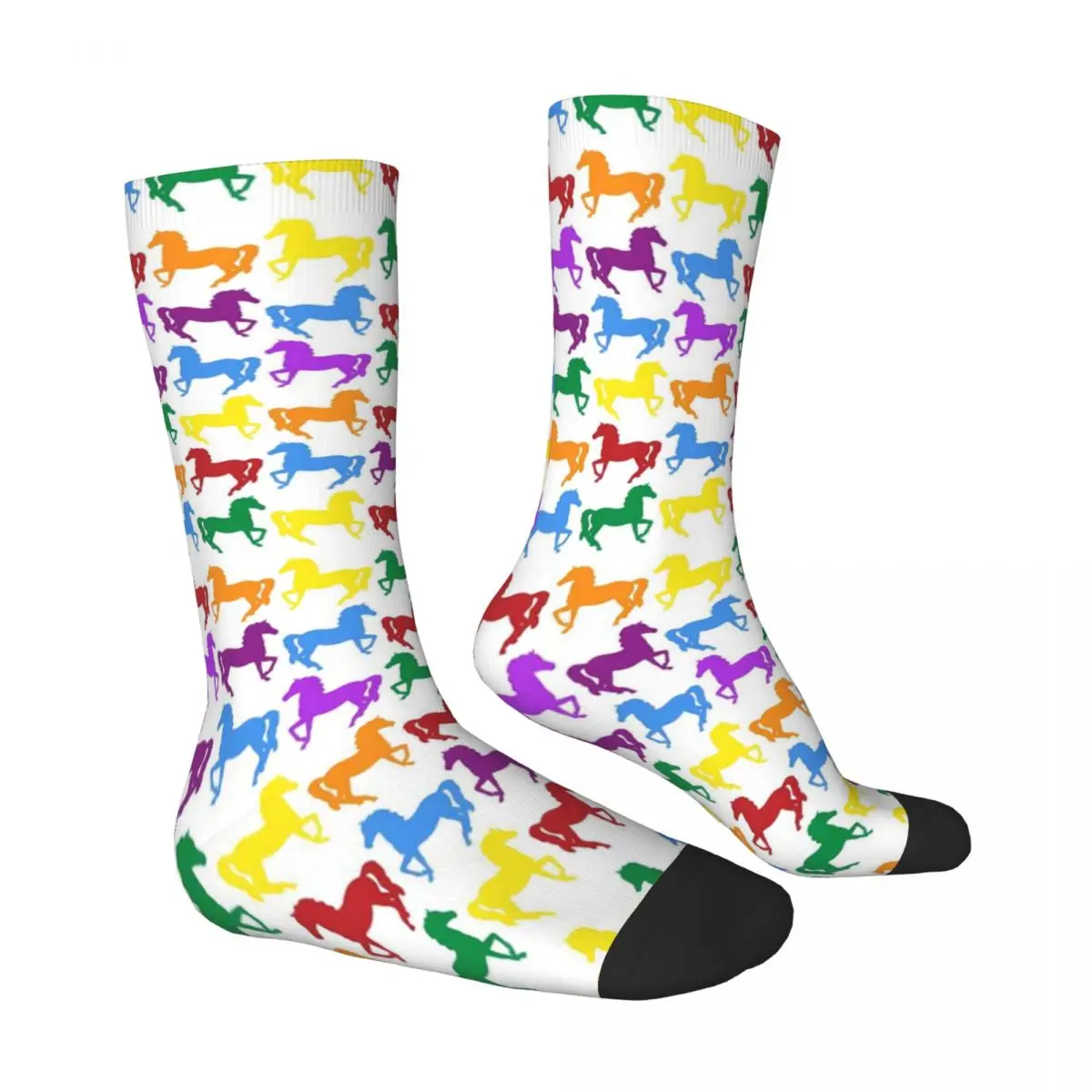 Chaussettes Kawaii à imprimé animal pour femmes, chaussettes de cheval colorées, chaussettes de cyclisme, chaussettes coordonnantes, douces et respirantes, conception d'automne