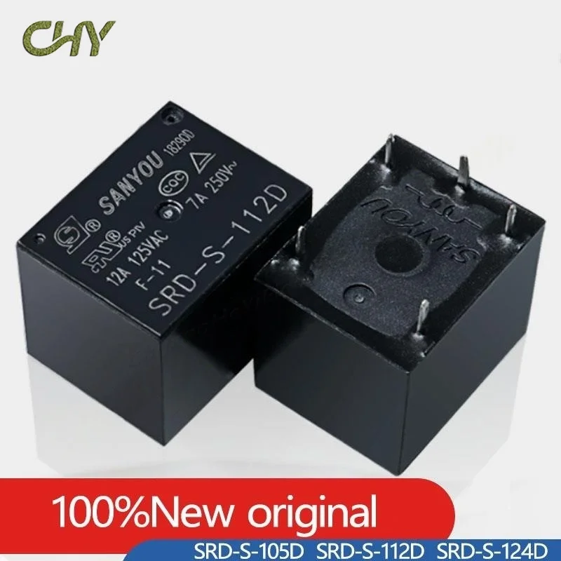5Pcs/Lot Original New SANYOU SRD-S-105D SRD-S-112D SRD-S-124D 5PIN 10A 5VDC 12VDC 24VDC Power Relay Replaceable (JQC)HF3FF