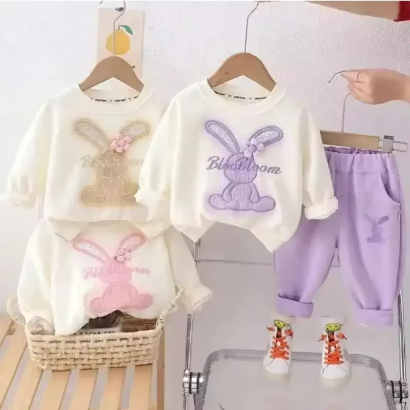 2025 New Spring Autumn Fashion Girl Clothes Children Cute Casual T-Shirt Pants 2Pcs/sets Toddler Sports Costume Kids Tracksuits