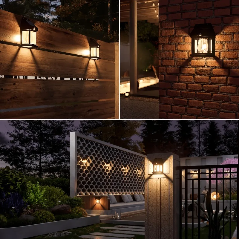 Solar Powered Waterproof Outdoor Wall Light with Motion Sensor Garden Decorative Light for Yard Door Outside Courtyard Villa