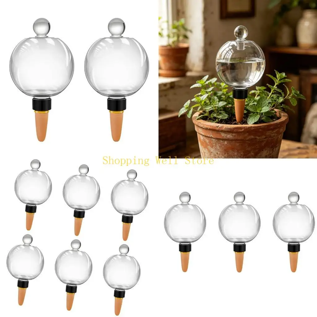 KX4B Large Capacity Transparent Plastic Plant Watering Spikes 19Oz Slow Release Watering System For Vacation Houseplant Care