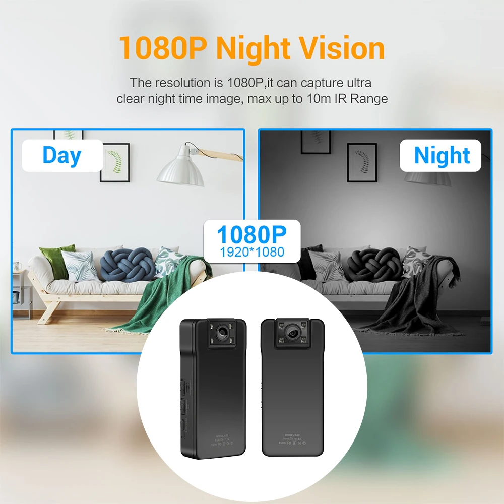 10PCS 1080P Mini Wifi Camera 150 Degrees Wide Angle Rotation Lens Wireless Video Recording Cam Sports DV with Rotating Back Clip