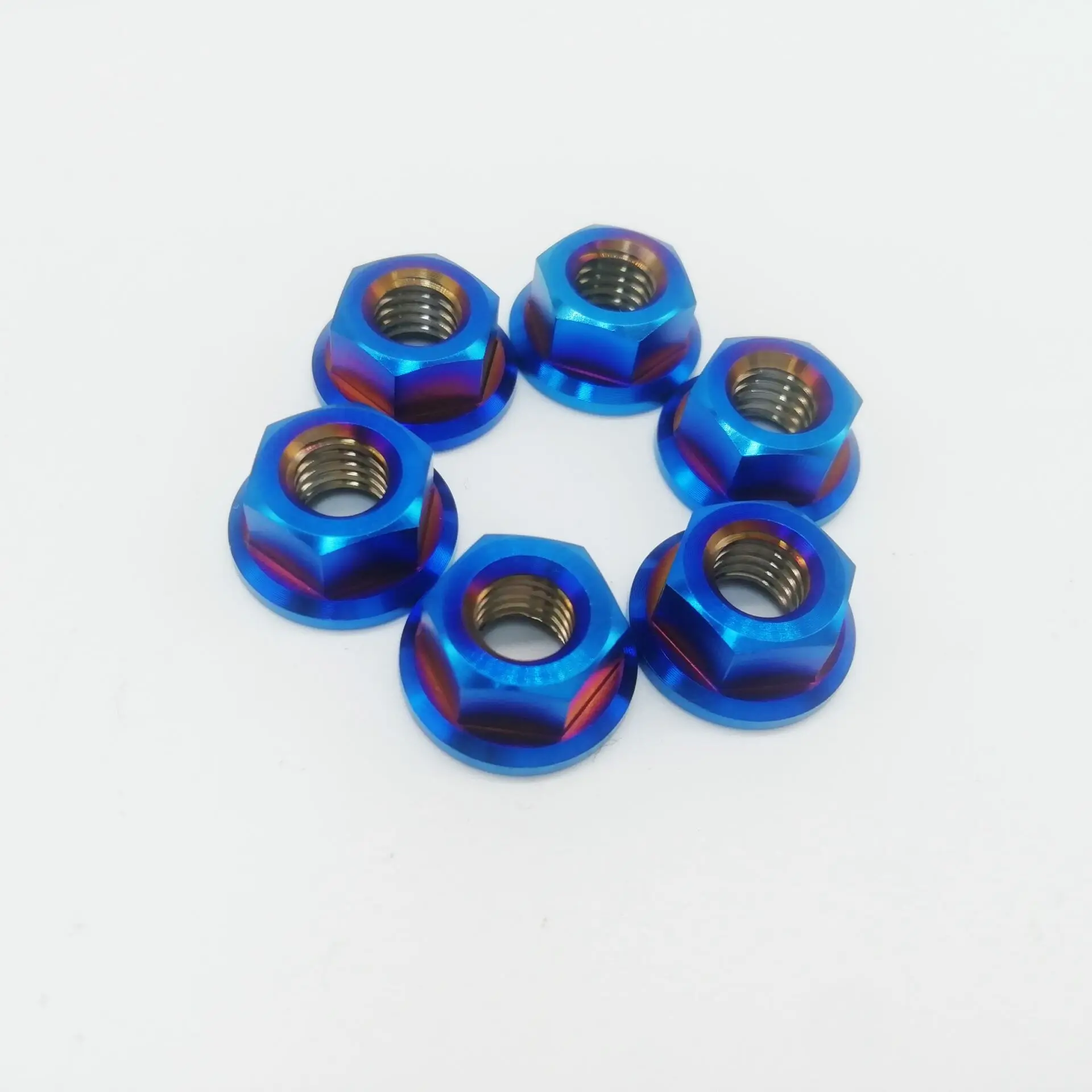 Burning blue Titanium Ti M10x1.25mm Sprocket Flange Nut MTB Motorcycle Bike 10pcs