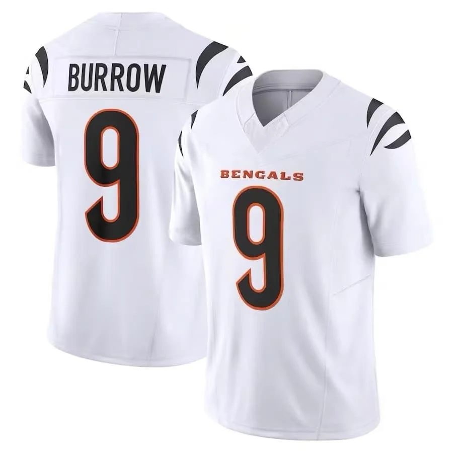 Men Cincinnati #9 Joe Burrow Black Home Football Jersey Name Number V Neck Short Sleeve Jersey Fans Daily Sports Family Matching image 3