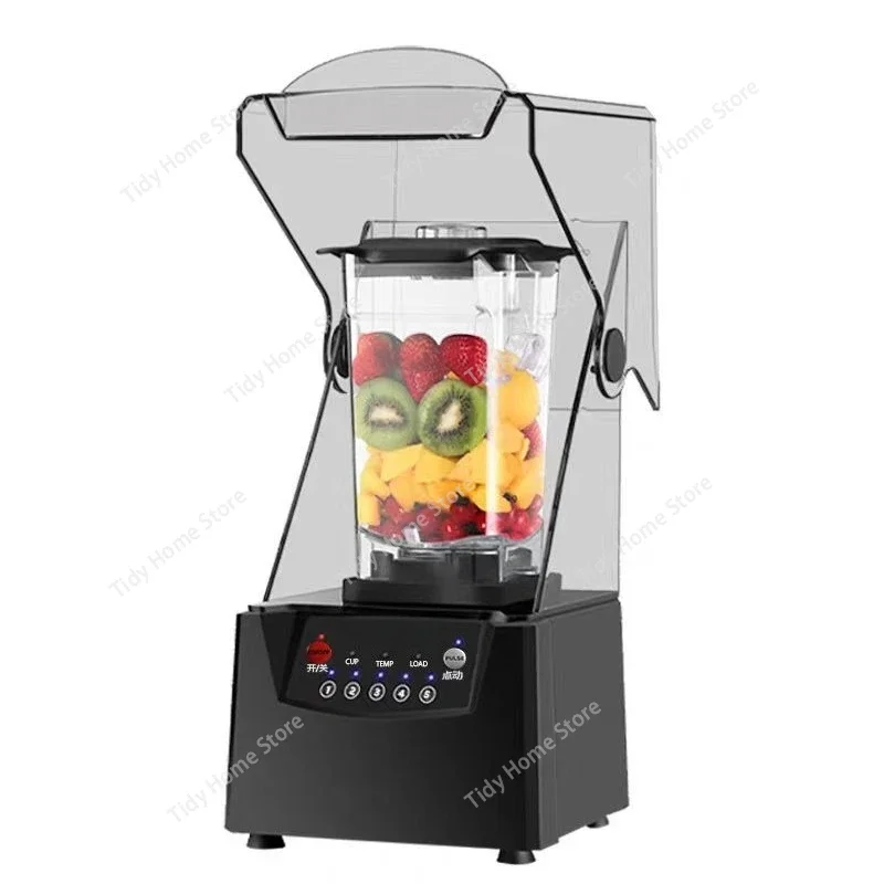 Covered smoothie maker, milk tea shop blender, home fully automatic silent ice crusher, smart food processor