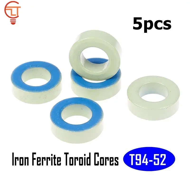 5pcs 75μo T94-52 Iron Ferrite Toroid Cores For Inductors Iron powder Core Blue Green Ring 24mm x 14mm x 8mm