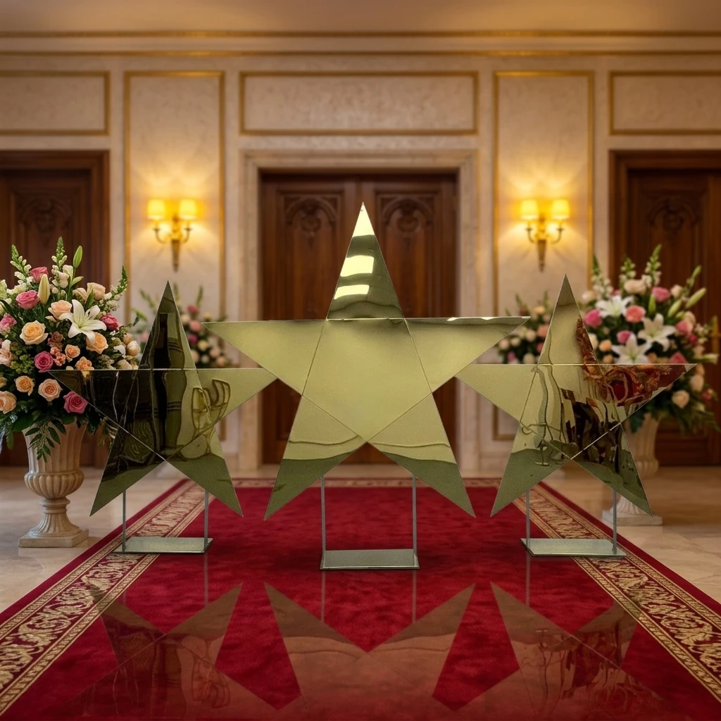 Wedding Props Golden Metal Five-pointed Star Arch Outdoor Backdrop For Wedding Events Decoration