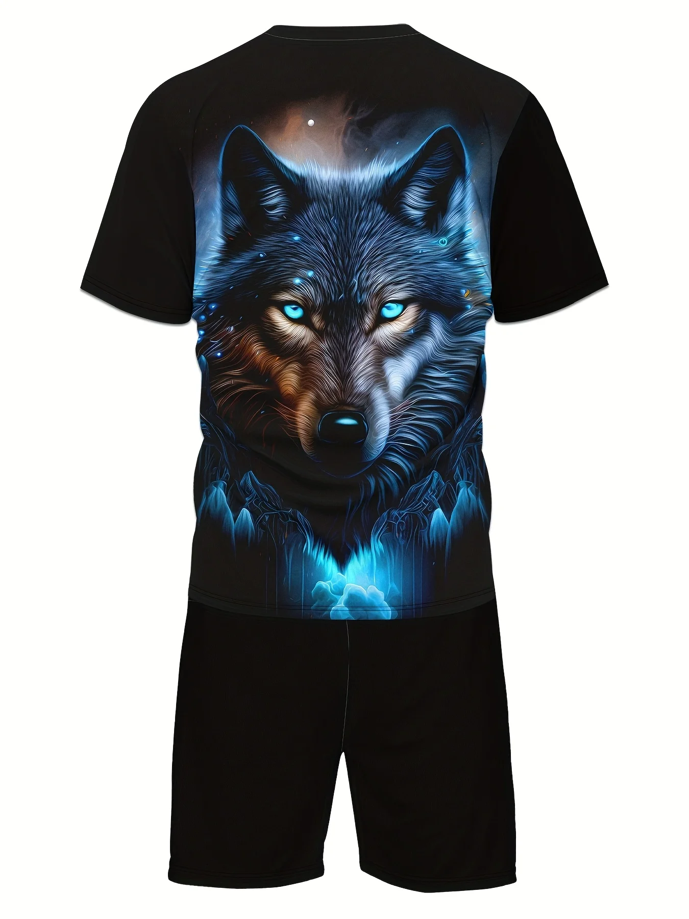 

Men's Summer 3D Pattern Short Sleeved T-shirt and Shorts Set, Round Neck Breathable Fabric Fashionable and Casual Wear