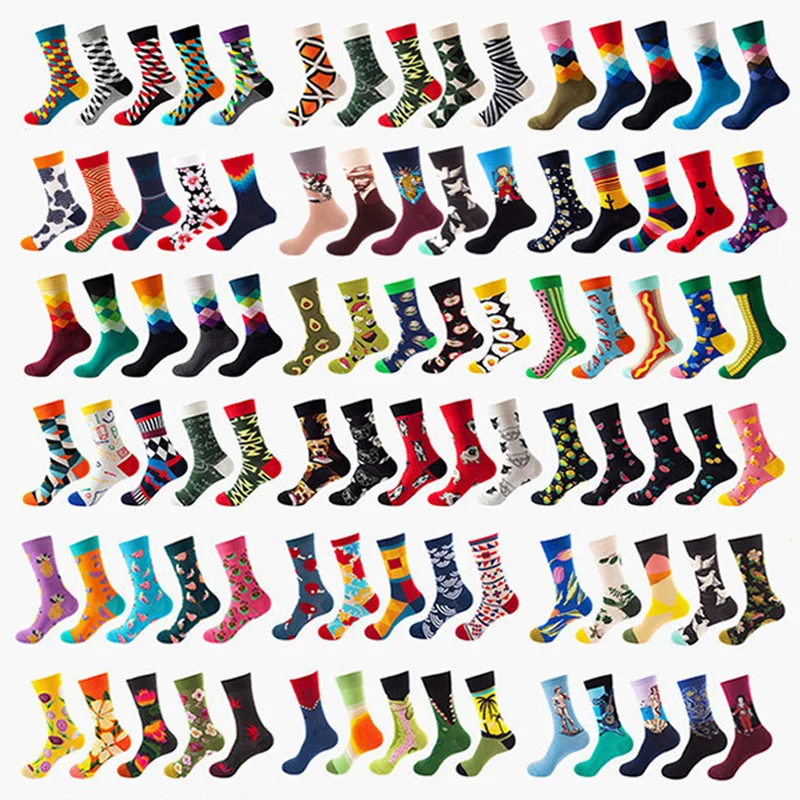 5 Pairs Women & Men Funny Socks With Print Novelty Crazy Crew Dress Socks Colorful Cute Cartoon Animal Fashion Warm Socks