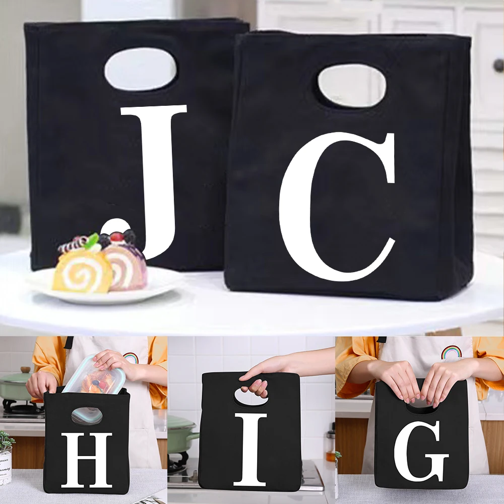 

Portable Insulated Thermal Lunch Bags for Women Kids Cooler Bento Box Tote Picnic Food Storage Pouch 26 Letter Printed Handbag