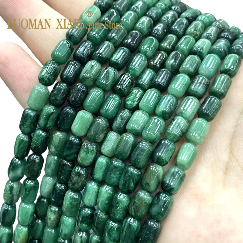 6x9MM Cylinder Natural Green Emerald Stone Loose Gemstone Spacer Beads for Jewelry Making DIY Charms Bracelet Accessories