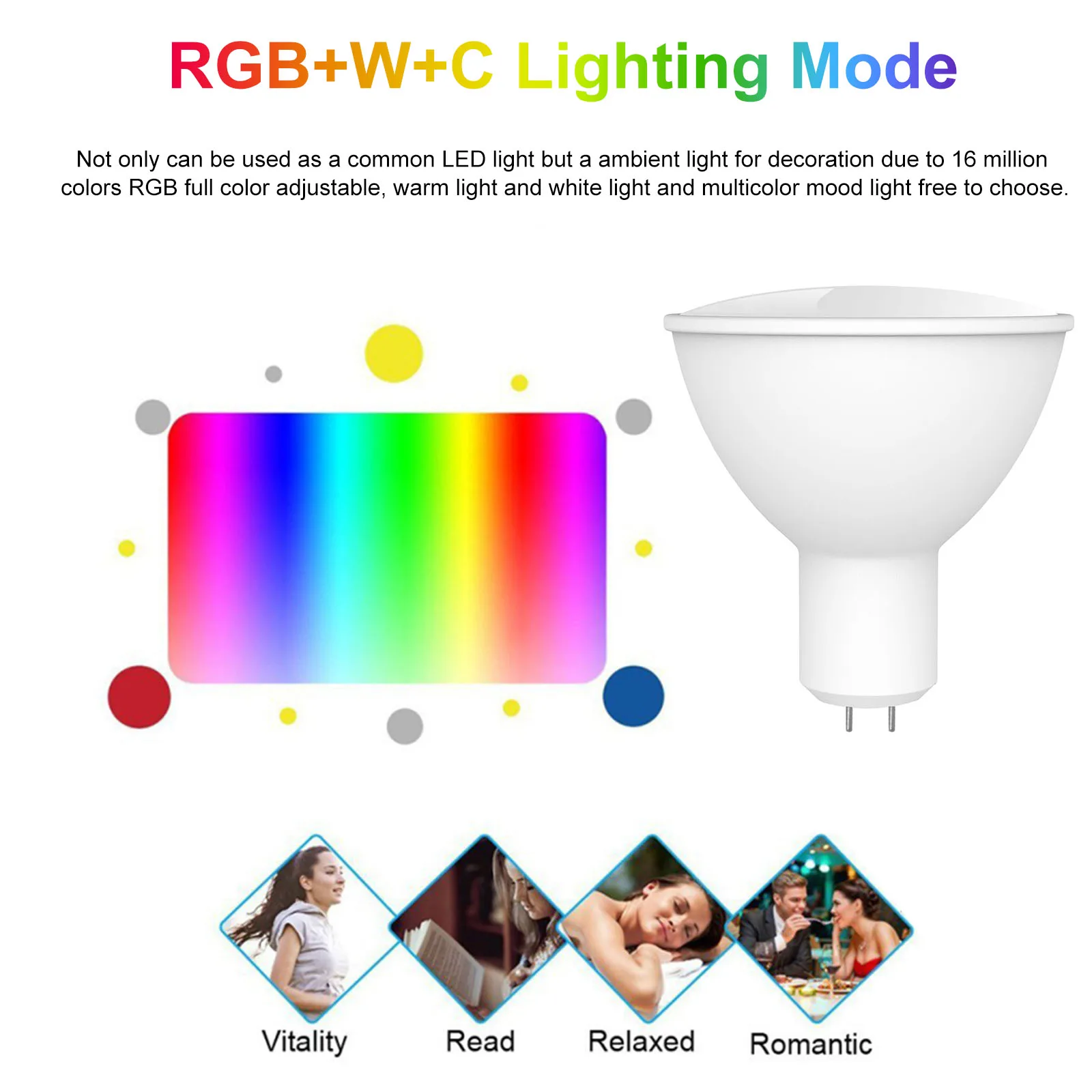 WiFi Smart Bulb LED Bulb GU5.3 Dimmable Light Phone APP Remote Control Compatible w/ Alexa Google Home Tmall Elf Voice Control