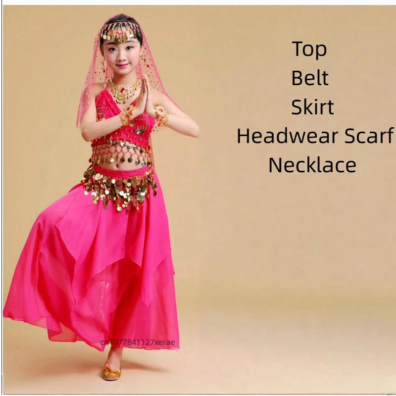 Girls' Belly Dance Set Dance Costumes Children's Indian Dance Performance Costumes Skirts Children's Ethnic Dance Performance
