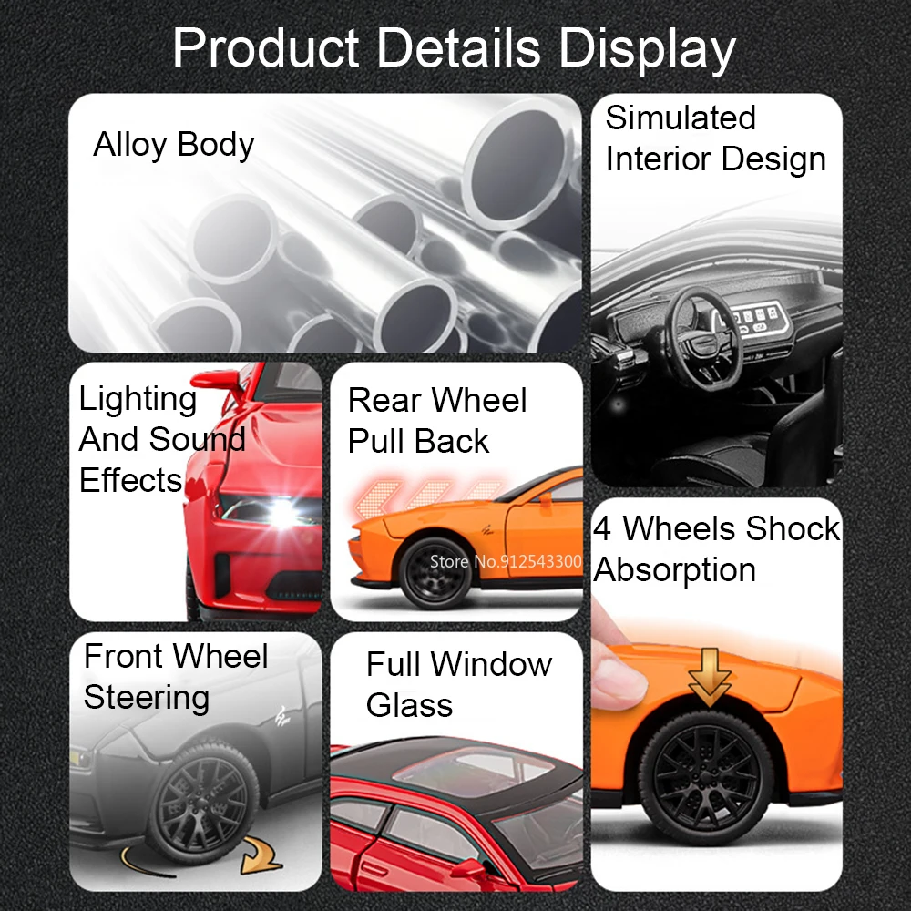 1:32 New Energy Hellcat RAM MAMMOTH Spielzeugautomodell Metalldruckguss Zurückziehen Sound Licht Fahrzeugmodelle für Kinder Geschenke