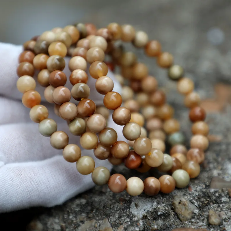 8Mm Round Bead, Mythical Flower, Dragon Scale, And Bodhi Seed Multi-Strand Bracelet