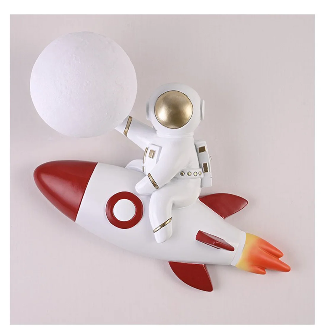 Children Rocket Astronauts Resin Pla Ball Led Wall Lamp Boys Bedroom Bedside Sleeping Night Light Study Aisle Corridor Sconces