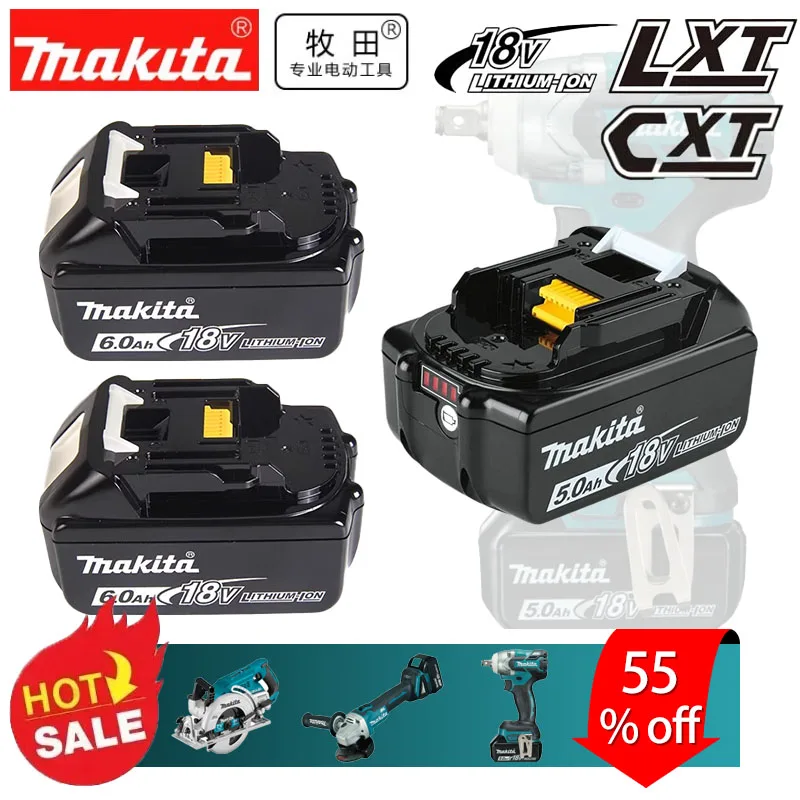 

100% Original Makita 18V Battery Makita 6Ah/5Ah/3Ah for BL1830B BL1850B BL1850 BL1840 BL1860 BL1815 Replacement Lithium Battery