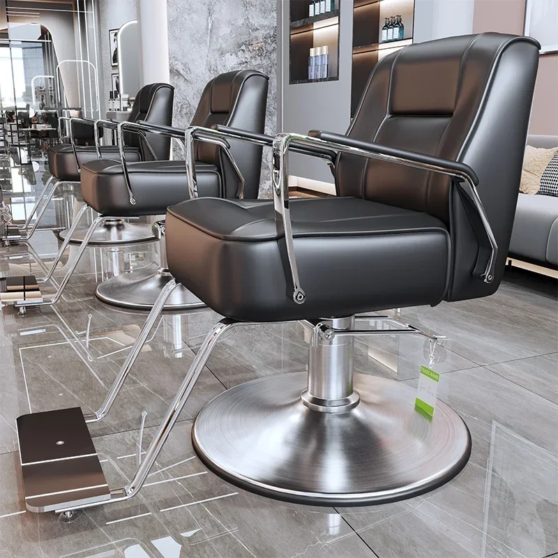 Brushed Stainless Steel Luxury Barbershop Barber Chair Gold Swivel Designed Barber Salon Beauty Salon Sillas De Barberia 미용실의자