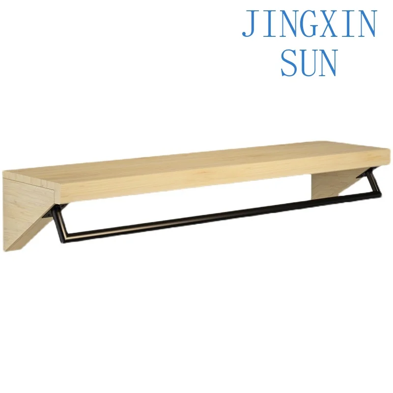 Wooden Wall Mounted Clothing Display Rack for Women's Clothing Store Shelf Side Hanging Retro Wall Hanging Clothes Rack for