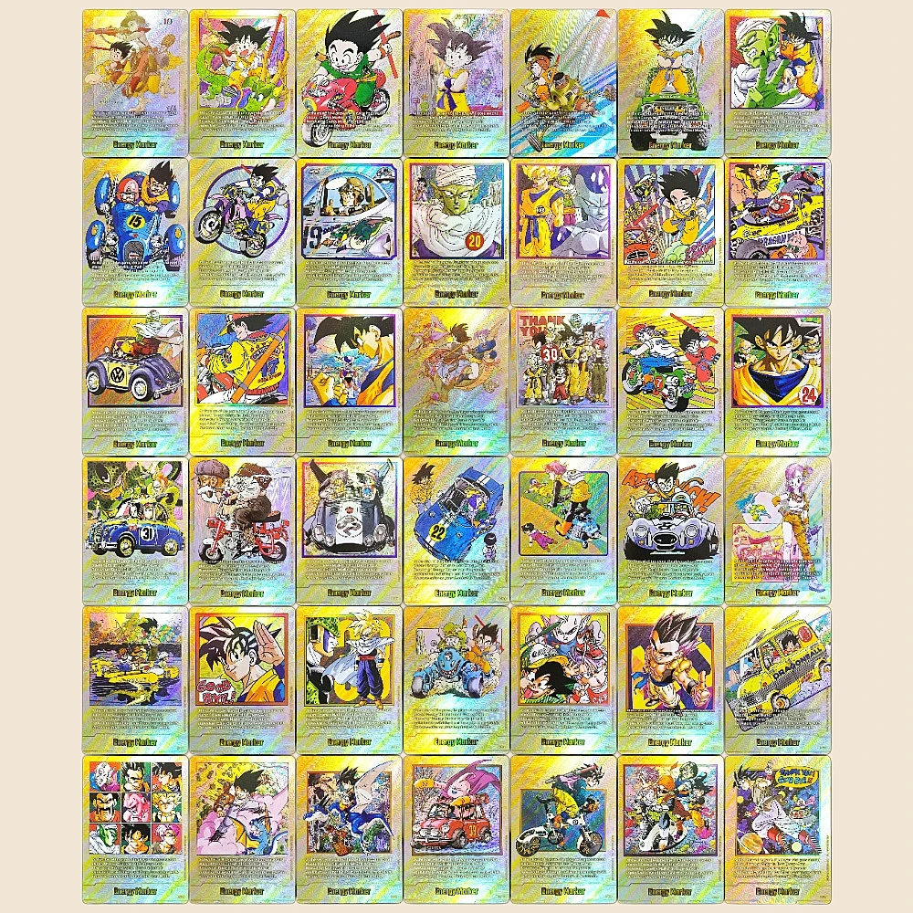 

DIY Dragon Ball 42Pcs Energy Marker Cards Son Goku Gold Foil Texture Flash Cards Perfect Condition Classic Anime Collectible TCG