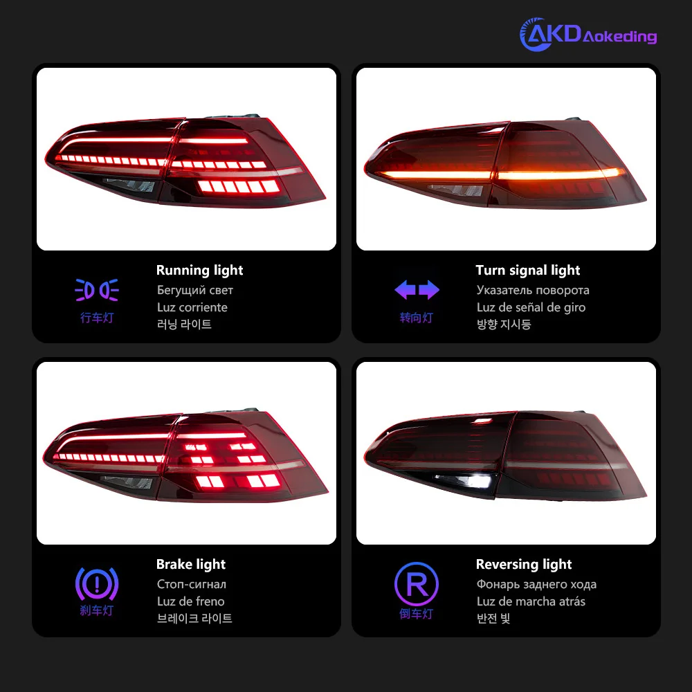 Auto Parts Tail light For Golf 7 2013-2020 MK7 MK7.5 latest Styling LED DRL Brake reversing light Car Accesorios Modified