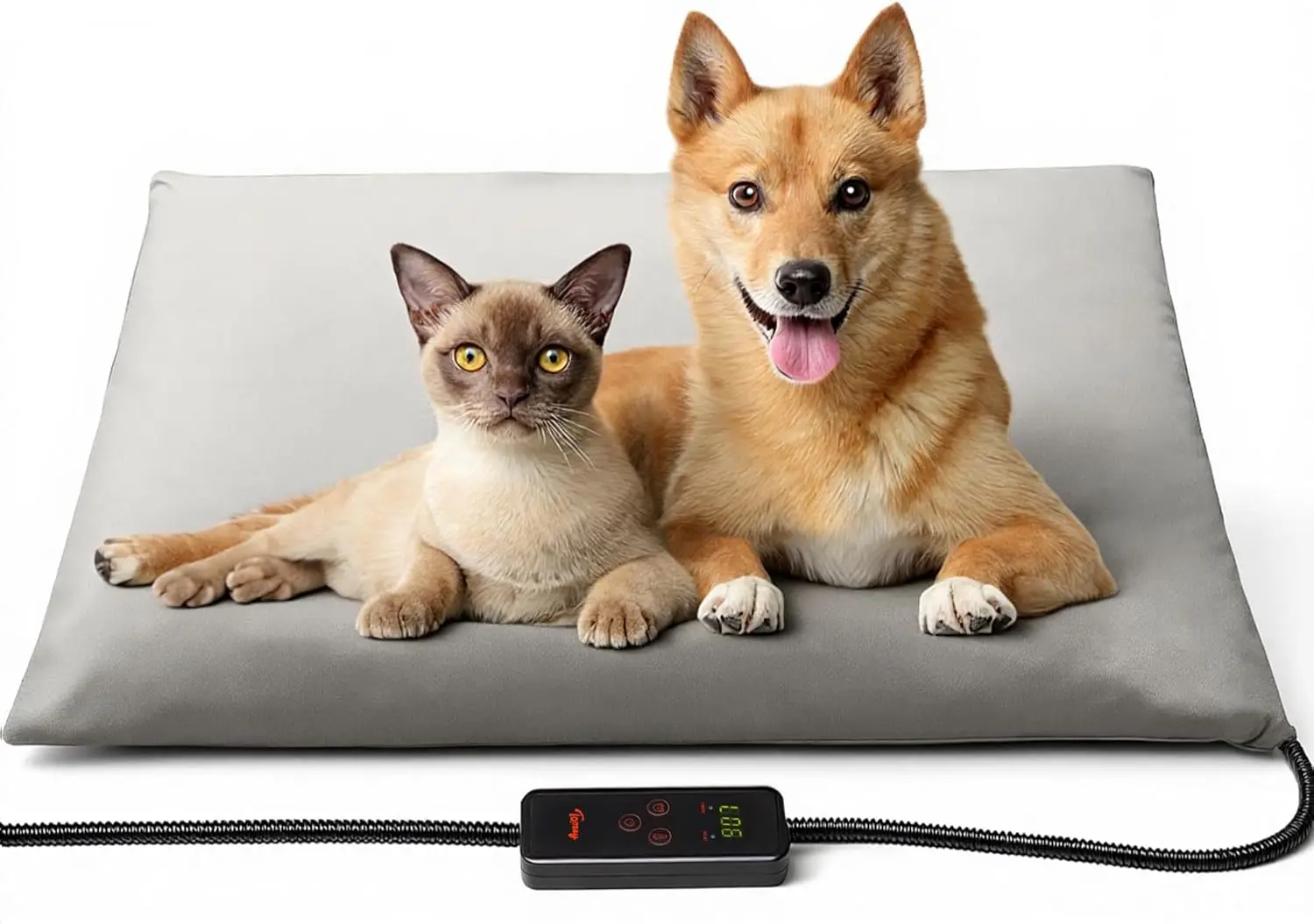 

Large Heated Pet Mat 35x24 in - Waterproof, Chew Resistant, 6 Temp Settings with Timer for Indoor Dogs and Cats